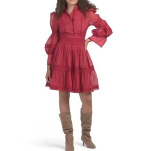 NWT Dalia macphee Elegant Red Lace Dress size medium